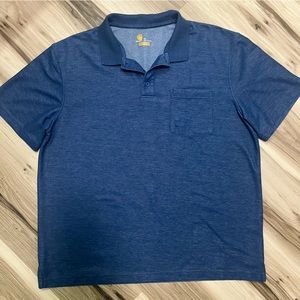 Carhartt Loose Fit Mid-weight Short Sleeve Pocket Polo Dark Blue Size XL